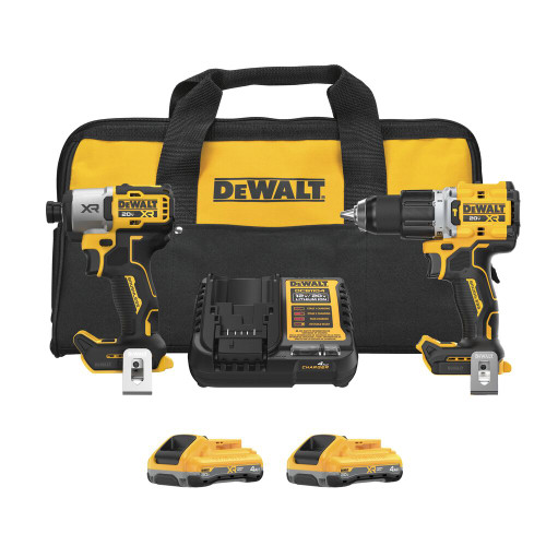 DeWalt DCK250QQ2 20V MAX  XR 2-Tool Cordless Brushless 1/2 inch Hammer Drill/Driver & 1/4 inch 3-Speed Impact Driver Combo Kit