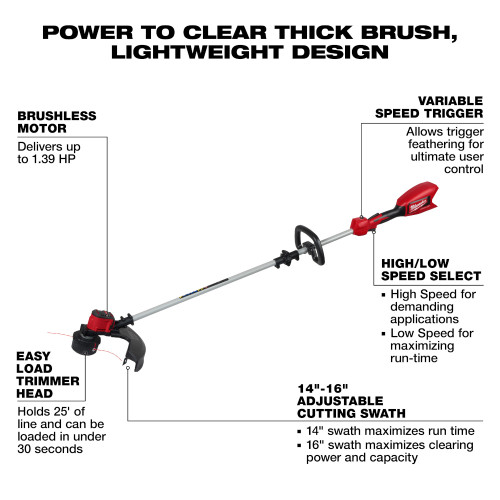 Milwaukee 2828-20E M18 FUEL Cordless Brushless 16 inch String Trimmer (Tool Only)
