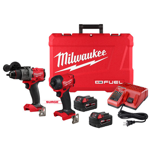 Milwaukee 3799-22 M18 FUEL 2-Tool Cordless Brushless SURGE 1/4 inch Hex Hydraulic Driver & 1/2 inch Hammer Drill/Driver Kit