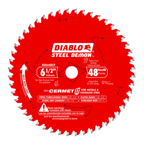 Diablo D0648CFA Steel Demon 6/12 Inch x 48T Cermet II Metal Cutting Saw Blade