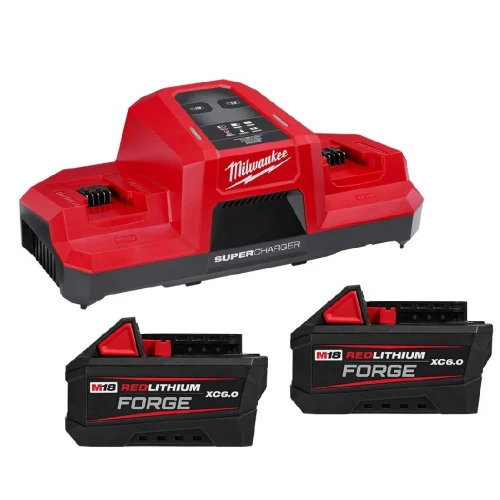 Milwaukee 48-59-1866 M18 Starter Kit with 2x FORGE XC 6.0 Ah Battery Packs and Dual Super Charger