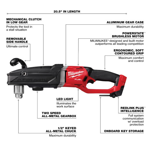 Milwaukee 2809-20 M18 FUEL SUPER HAWG 1/2-Inch Right Angle Drill (Tool Only)