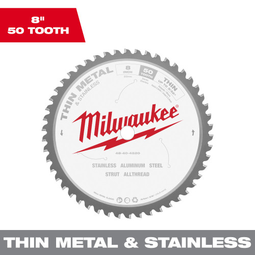 Milwaukee 48-40-4520 8 inch x 50T Metal Cutting Circular Saw Blade