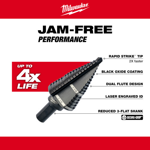 Milwaukee 48-89-9209 #9 Step Drill Bit 7/8 inch  and 1-1/8 inch - 2 Steps