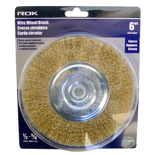 ROK 6 Inch Brass Wire Wheel Brush - Coarse
