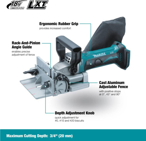 Makita DPJ180Z 18V LXT Plate (Biscuit) Joiner (Tool Only - Battery Not Included)