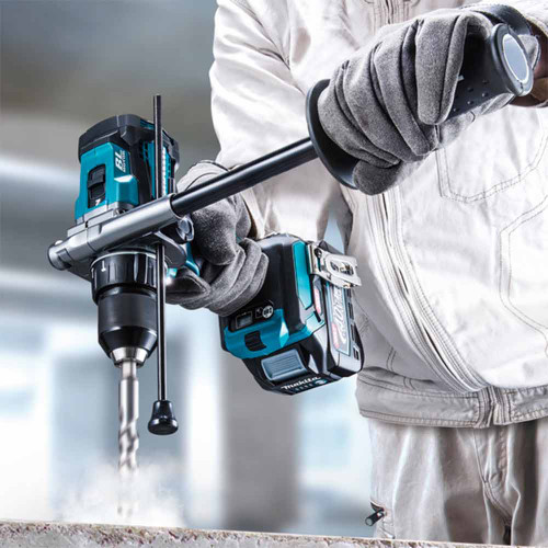 Makita HP001GZ 40V XGT Brushless 1/2 inch  Hammer Drill / Driver drilling into concrete (battery sold separately)