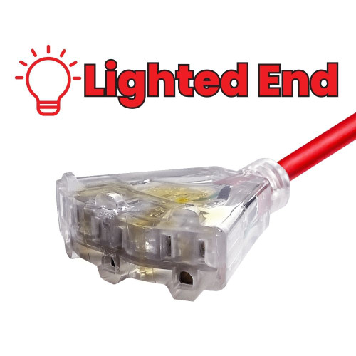 Summit ST80100 50 foot 12/3 Gauge All-Weather Tri Tap Extension Cord with Lighted End