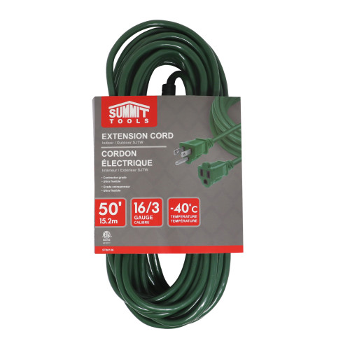 Summit ST80136 50 foot 16/3 Gauge All-Weather Green Extension Cord