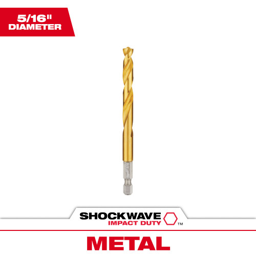 Milwaukee 48-89-4617 SHOCKWAVE 5/16 Inch Titanium Drill Bit with RED HELIX