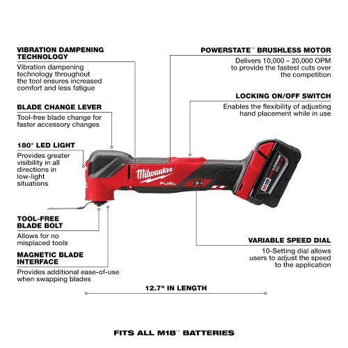 Milwaukee 2836-21 M18 FUEL Oscillating Multi-Tool Kit