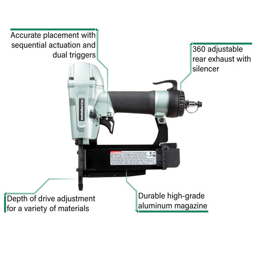 Metabo NPT NT65M2M 2-1/2 Inch 16 Gauge Finish Nailer with Air Duster