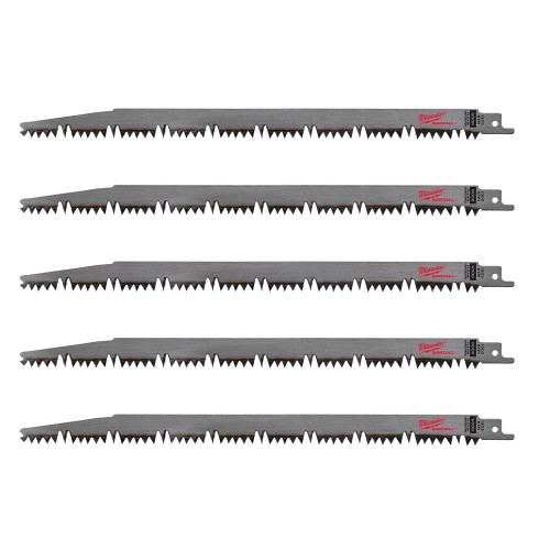 Milwaukee 48-00-1303 12 inch 5 TPI SAWZALL Pruning Reciprocating Saw Blades - 5pk