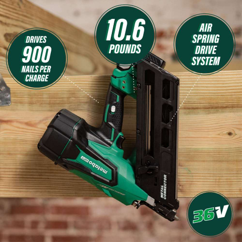 Metabo HPT NR3665DAM 36V MultiVolt Cordless 2-1/2 inch Metal Connector Nailer Kit