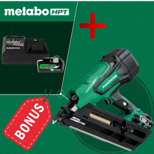 Metabo HPT NR3665DAM 36V MultiVolt Cordless 2-1/2in Metal Connector Nailer Kit