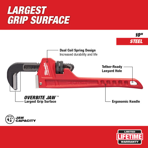 Milwaukee 48-22-7110 10 inch Steel Pipe Wrench