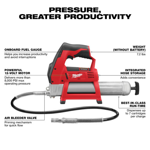 Milwaukee 2446-20 M12 Grease Gun (Tool Only)