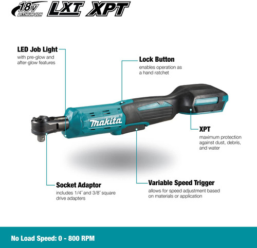 Makita DWR180Z 18V 1/4 Inch - 3/8 Inch Cordless Ratchet Wrench (Tool Only)