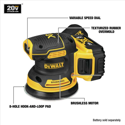 DeWalt DCW210P1 20V MAX XR 5 inch Brushless Cordless Variable-Speed Random Orbital Sander Kit