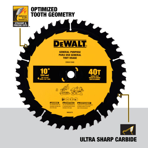 DeWalt DWA11040 10 Inch 40T Segmented Mitre Saw Blade