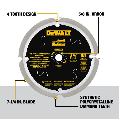 DeWalt DWA3193PCD 7-1/4 Inch 4T PCD Fibre Cement/Laminate Saw Blade