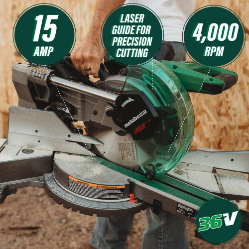 Metabo HPT C3610DRAM 36V MultiVolt 10 Inch Brushless Dual Bevel Sliding Mitre Saw with AC Adapter