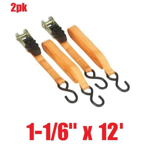 Truwerx 60220 1-1/16 inch x 12 foot Ratchet Tie Downs - 2 pack