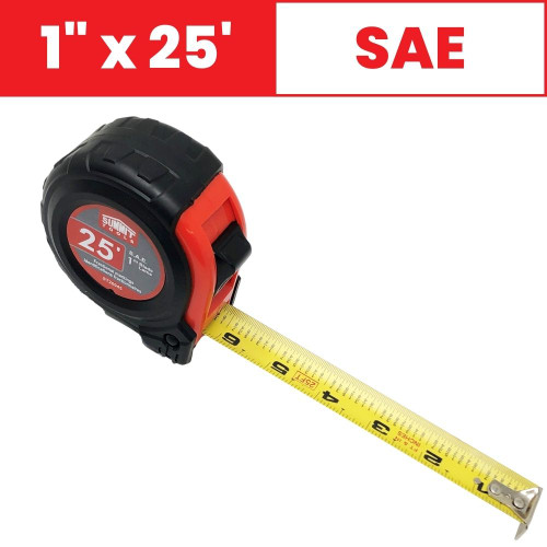 Summit ST20045 1 inch x 25 foot SAE Tape Measure with Fractional Markings