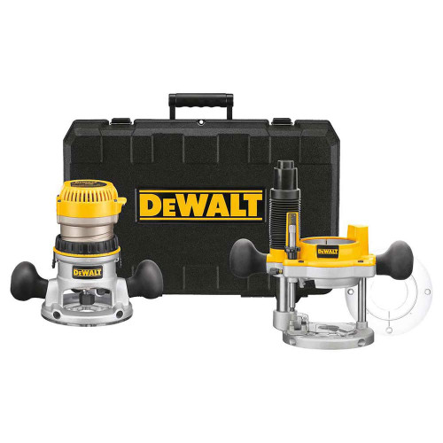 DeWalt DW618PK 2-1/4 HP EVS Fixed Base / Plunge Router Combo Kit with Soft Start
