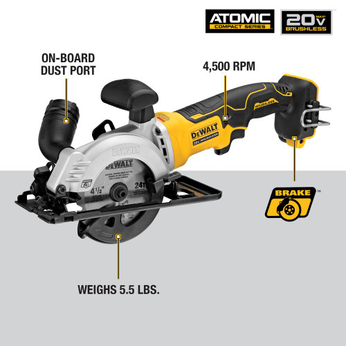 DeWalt DCS571B ATOMIC 20V MAX Brushless 4-1/2 inch Cordless Circular Saw (Tool Only)