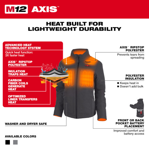 Milwaukee 234G-21M M12 Women foots Heated AXIS Hooded Gray Jacket Kit - Medium