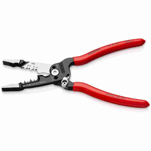 Knipex 13718SBA 8 inch 10-20 AWG Forged Wire Stripper showing with jaws open