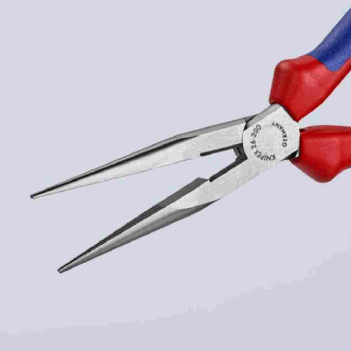 Knipex 2612200SBA 8 inch Long Nose Comfort Pliers with Cutter  showing with jaws open