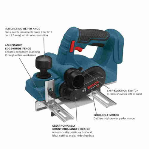 Bosch PLH181B 18V Cordless 3-1/4 inch Planer (Tool Only) showing information