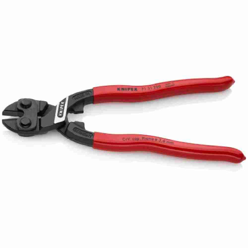 Knipex 7131200SBA 8 inch CoBolt High Leverage Compact Bolt Cutter Notched Blade showing with jaw open