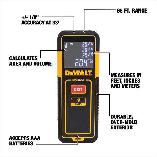 DeWalt DW065E 65 foot Laser Distance Measurer