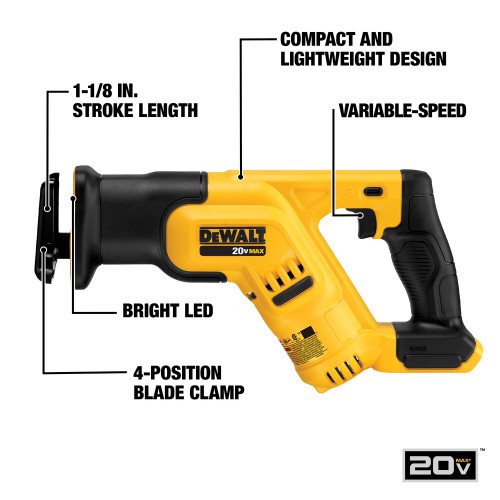 DeWalt DCS387B 20V MAX Compact Cordless Reciprocating Saw (Tool Only)