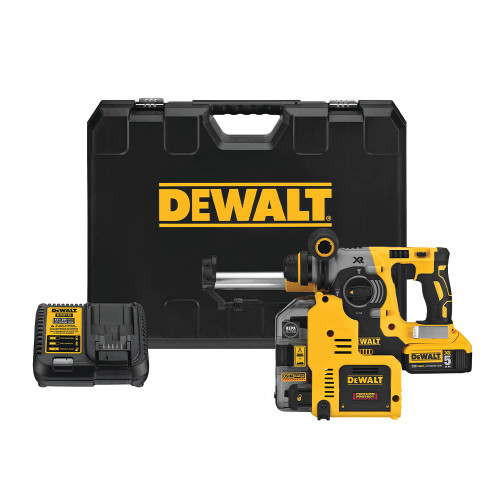 DeWalt DCH273P2DHO 20V MAX XR 1 inch Brushless L-Shape SDS-Plus Rotary Hammer Kit with On-Board Dust Extractor