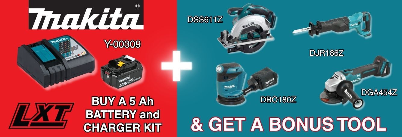 Makita 18V LXT 5 Ah Battery Kit & Bonus Tool