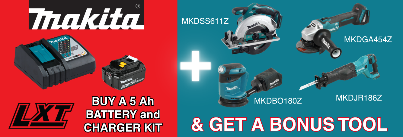 Buy a Makita battery Kit & Get a Bonus Tool