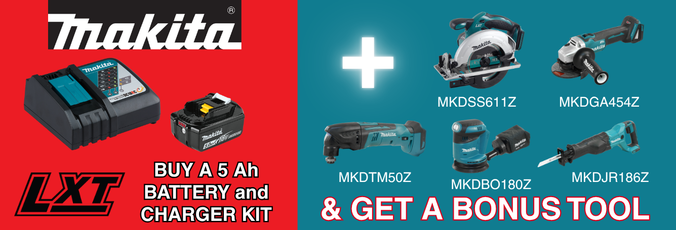 Buy a Makita battery Kit & Get a Bonus Tool