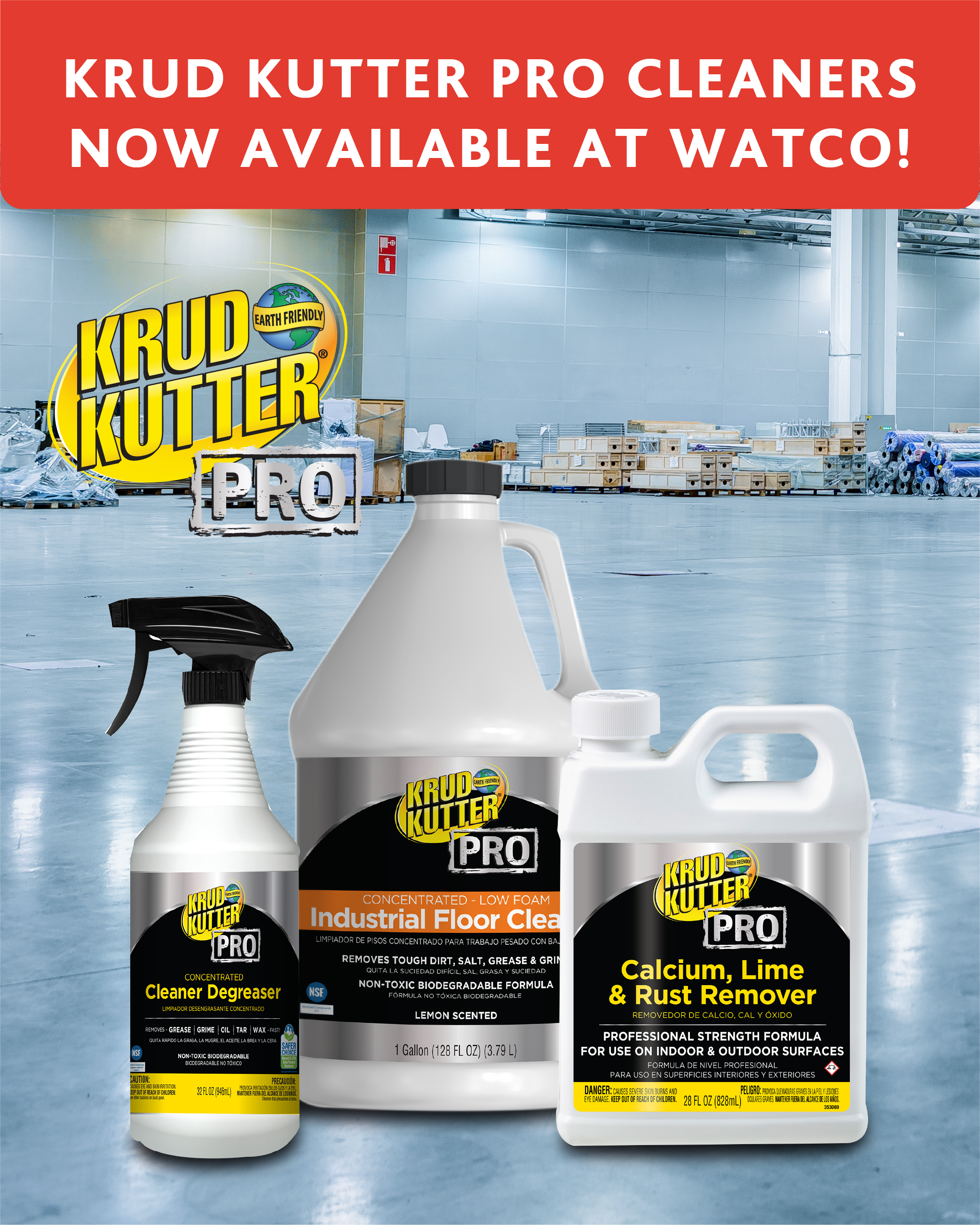 Heavy duty cleaners now available at Watco Floors. Make your facility maintenance cleaning plan PRO.