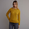 Women's Aran Cabled Sweater - Yellow