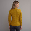 Women's Aran Cabled Sweater - Yellow, Back Detail