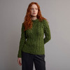 Women's Aran Cabled Sweater - Meadow Green