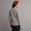 Women's Aran Cabled Sweater - Oatmeal, Back Detail