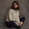 Women's Honeycomb & Chevron Handknit Aran Sweater - Natural White
