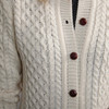 Women's Aran Honeycomb Cardigan - Natural White, Button Detail