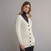 Women's Aran Boyfriend Cardigan - Natural White