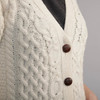 Women's Aran Boyfriend Cardigan - Natural White, Button Detail